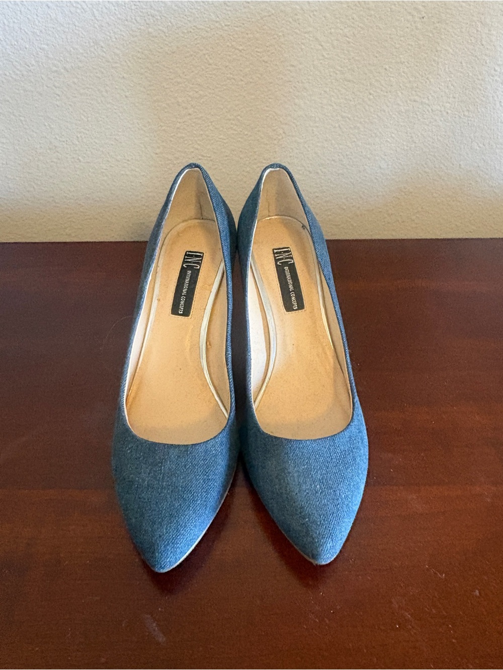 INC International Concepts Denim-Look Pointed Toe Pumps - Blue